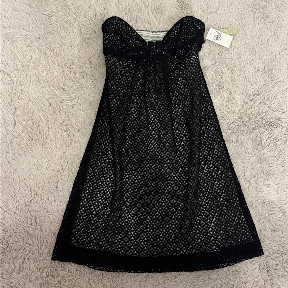 Johnny M Strapless Lace Overlay Dress